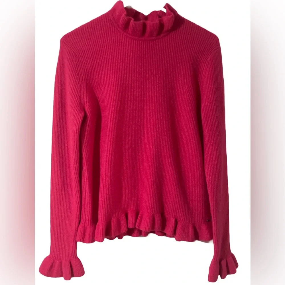NWT Ted Baker London Pippalee Frill Detail Bright Pink Sweater